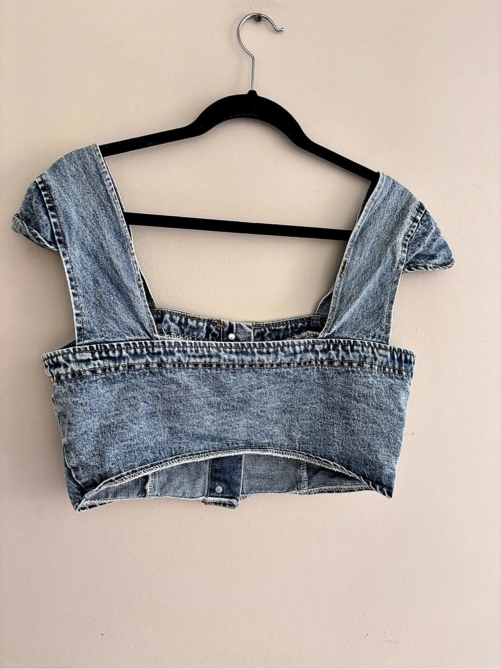 SHEIN Women's Vintage Denim Crop Top Bustier Blue Size L